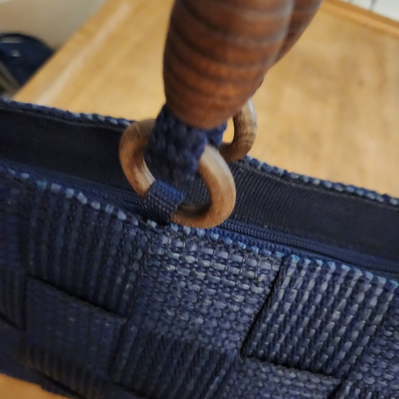 Navy Woven Tote Bag [16 Inch/4 Inch/10in] - Picture 3 of 12